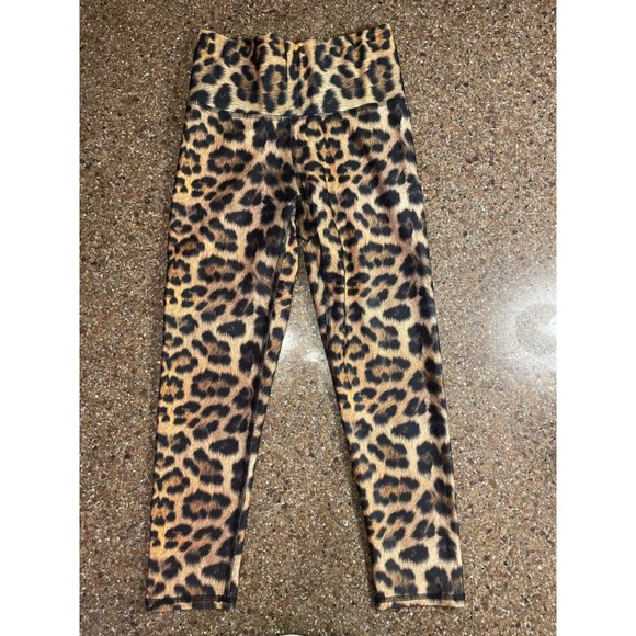 Terez Women's Beige Leopard Goals Activewear Hi-Shine Leggings Pants Size Small - Picture 2 of 14